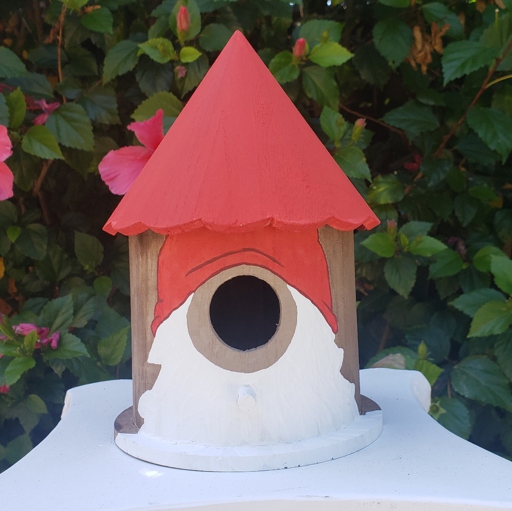 Hand painted GNOME birdhouse